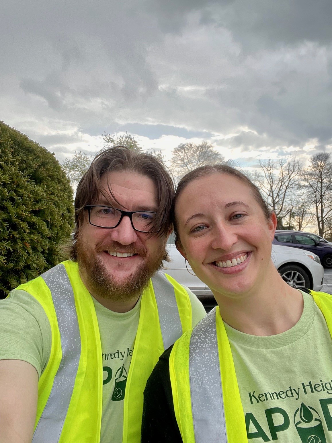 Amber and Eric volunteering