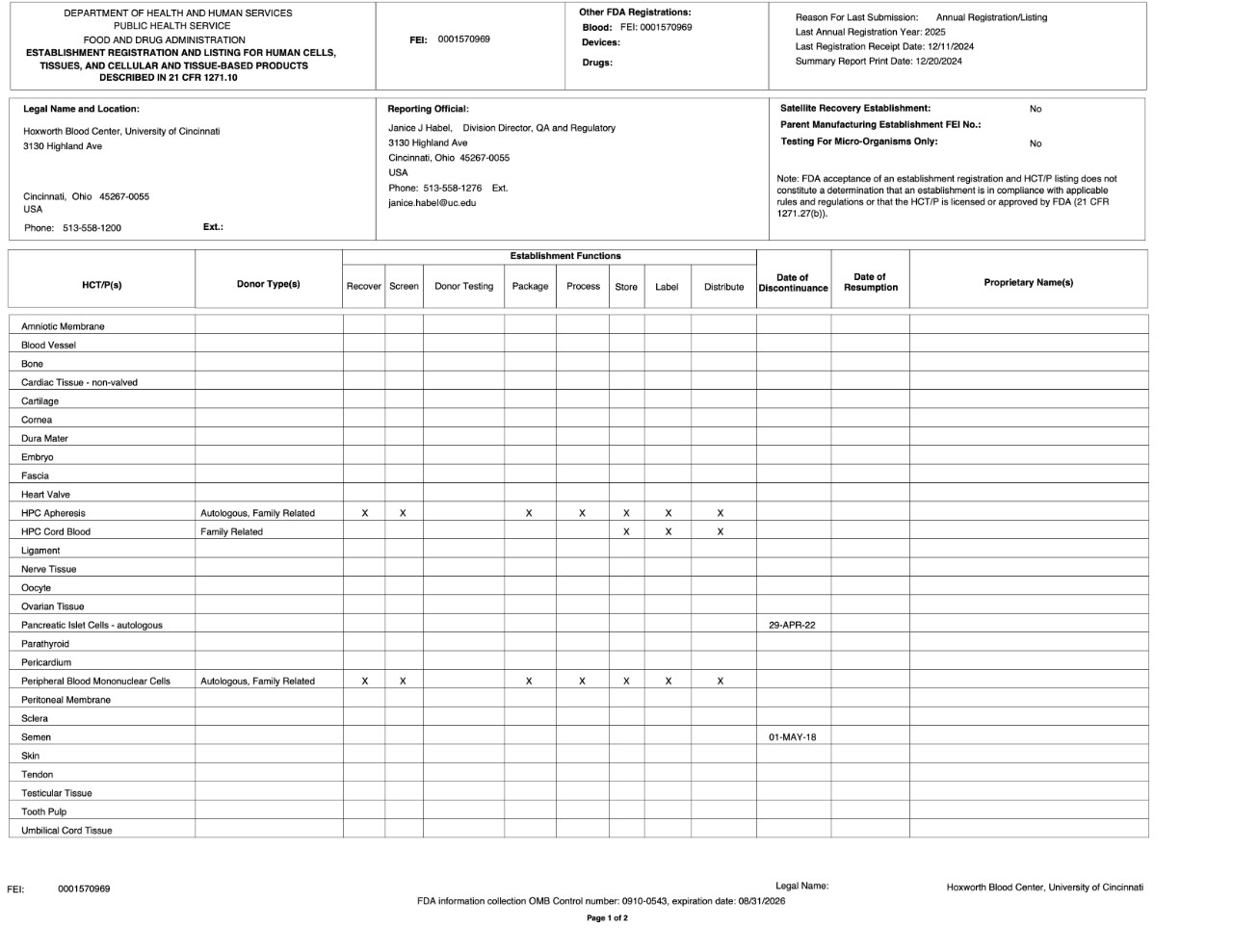 2025 FDA Registration for Cellular Therapies