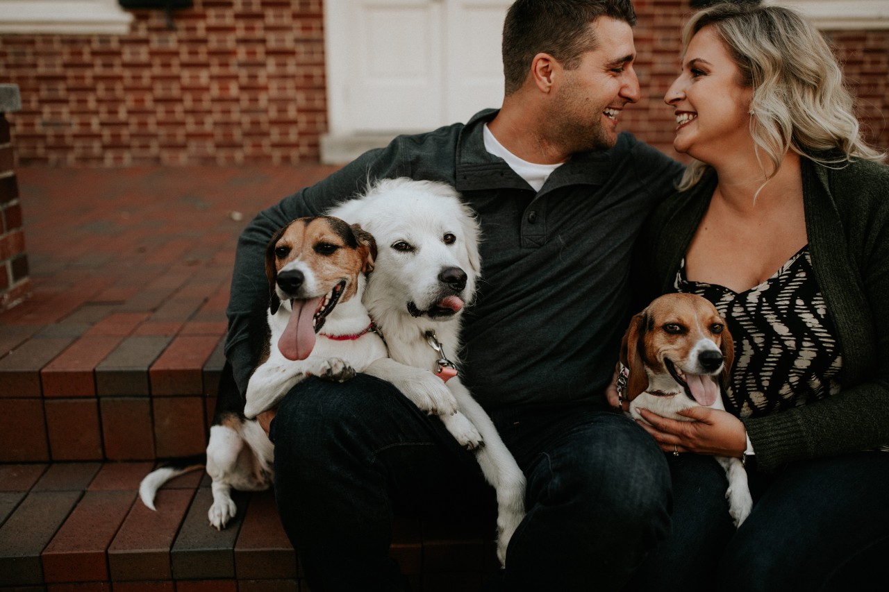 Noah and Kate with their three dogs